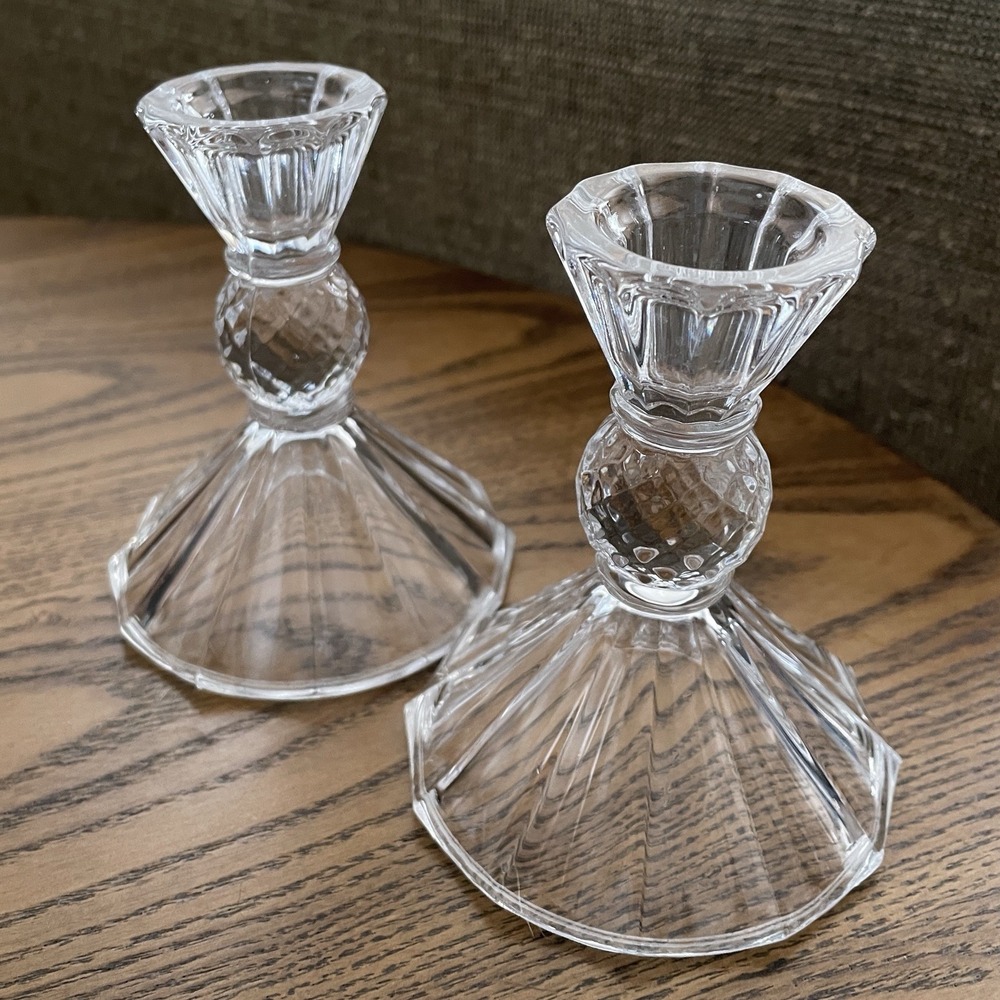 24% Lead Crystal Candle Stick  Holders Set Of‎ 2
